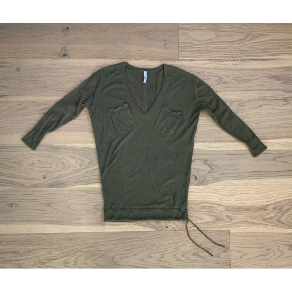 Firetrap Olive Green V-Neck Women’s Sweater with Pockets, size Small